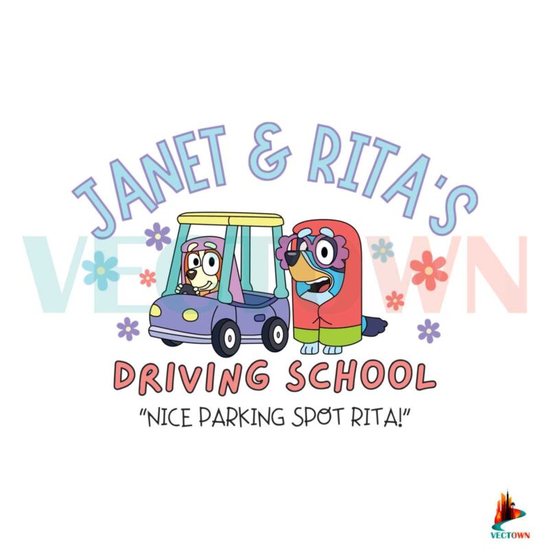 janet-and-rita-driving-school-bluey-famlily-svg-digital-cricut-file