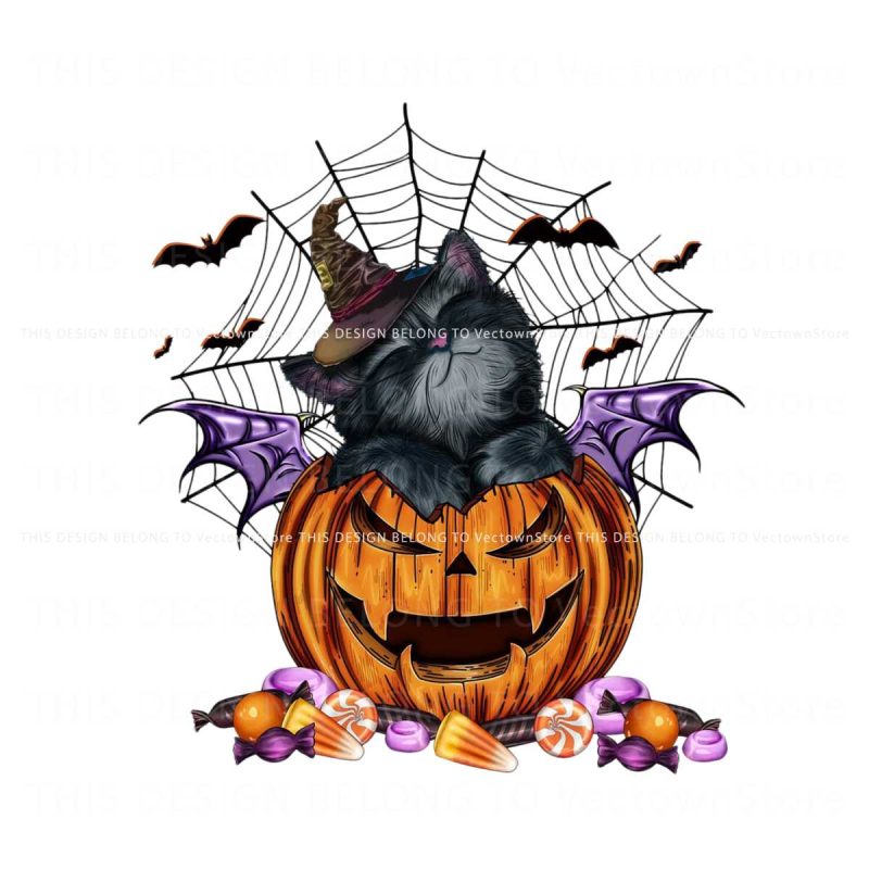 pumpkin-and-black-cat-happy-haloween-png-download