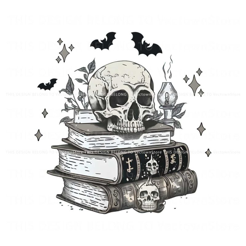 spooky-spell-books-png-halloween-skull-png-sublimation