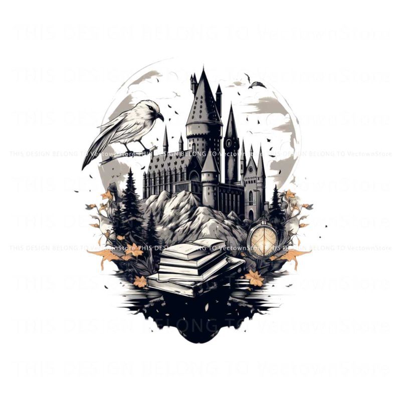 harry-potter-hogwarts-castle-books-crow-png-download