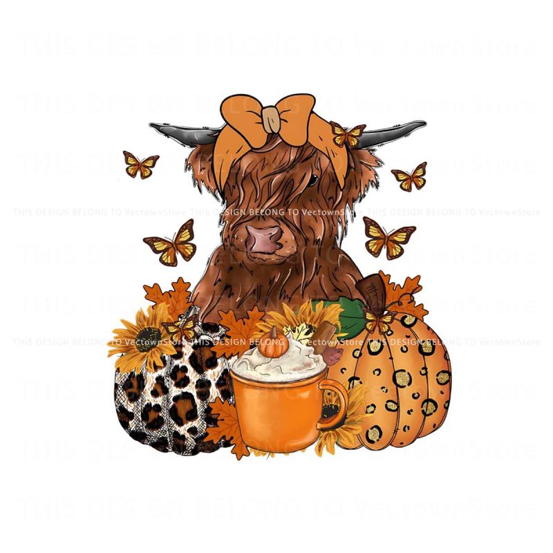 highland-cow-fall-season-pumpkin-png-subliamtion-file