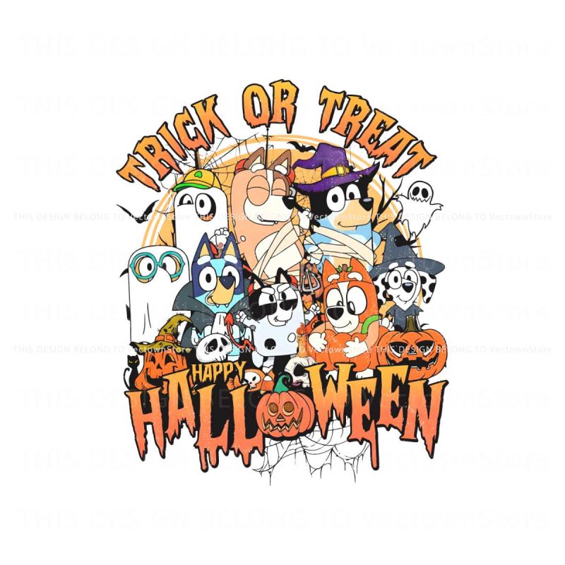 vintage-bluey-family-trick-or-treat-png-download-file