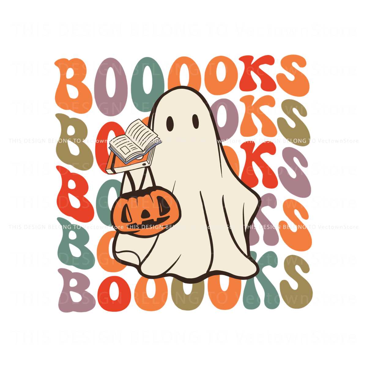 Ghost Pumpkin And Books SVG Teacher Bookish SVG Cricut File