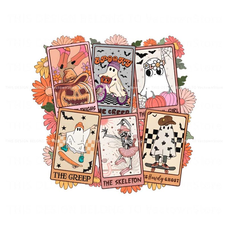 vintage-halloween-howdy-ghost-tarot-card-png-download