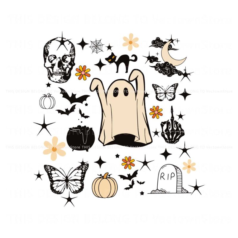 halloween-doodle-ghost-retro-skull-svg-digital-cricut-file