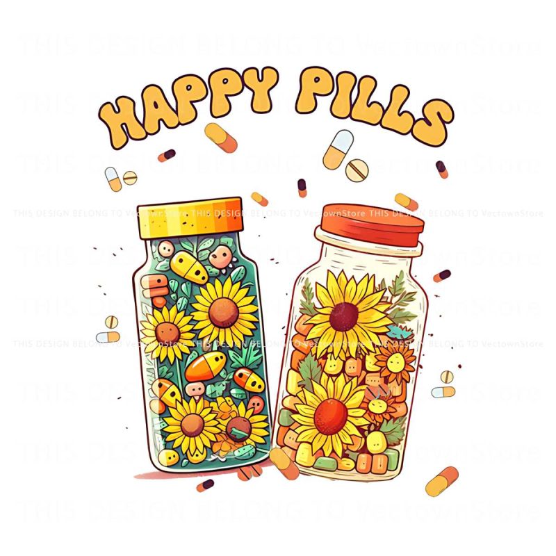vintage-happy-pills-medicine-sunflower-png-download