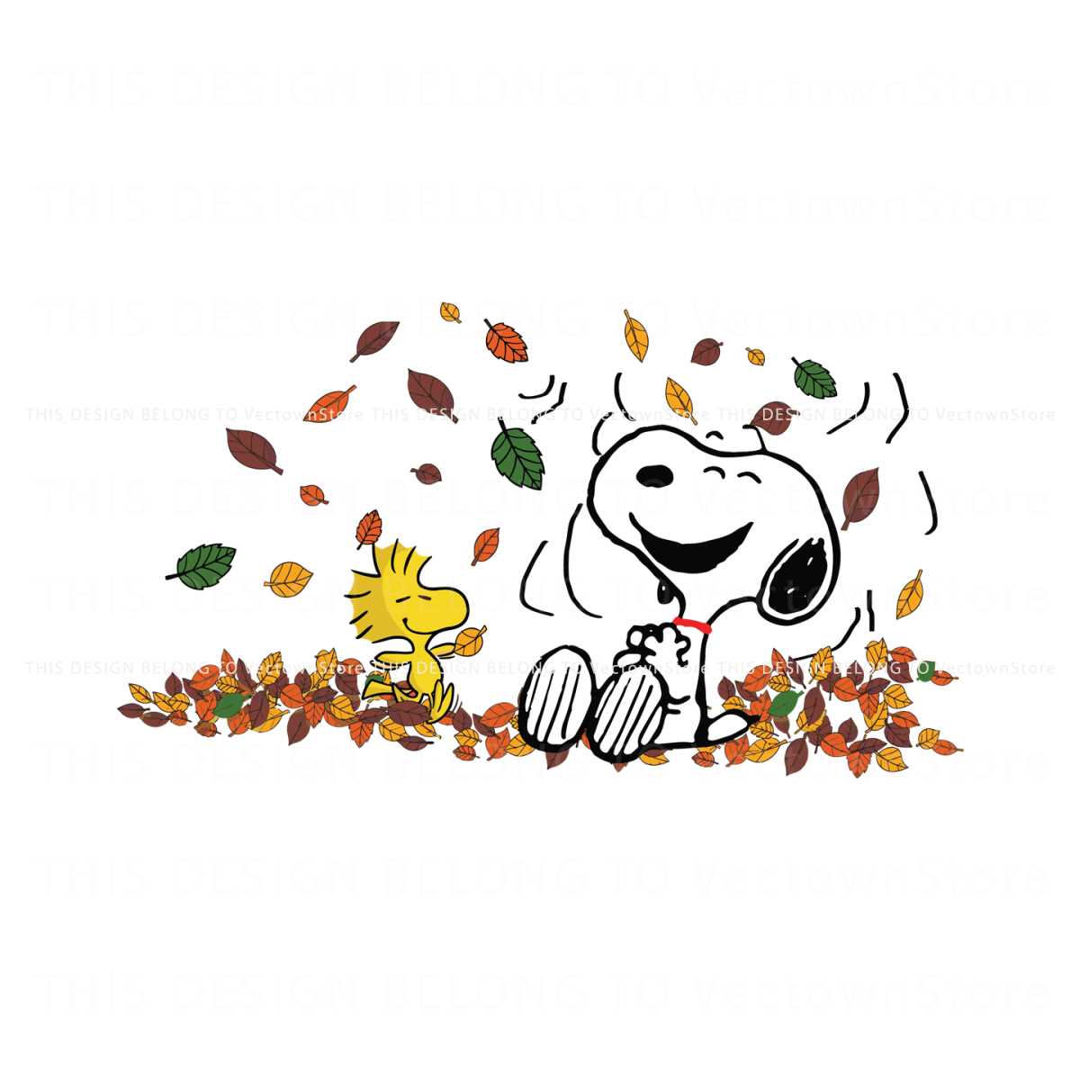 Fall Snoopy With Woodstock Autumn Leaves SVG File For Cricut