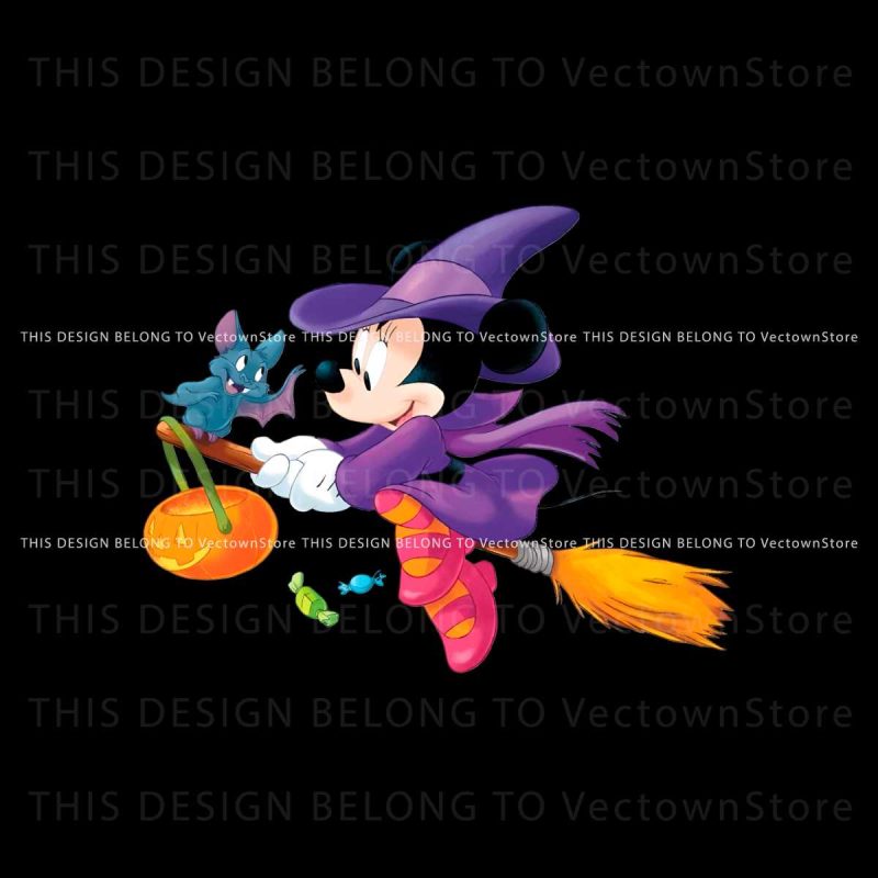 disney-halloween-witch-minnie-and-bat-png-download