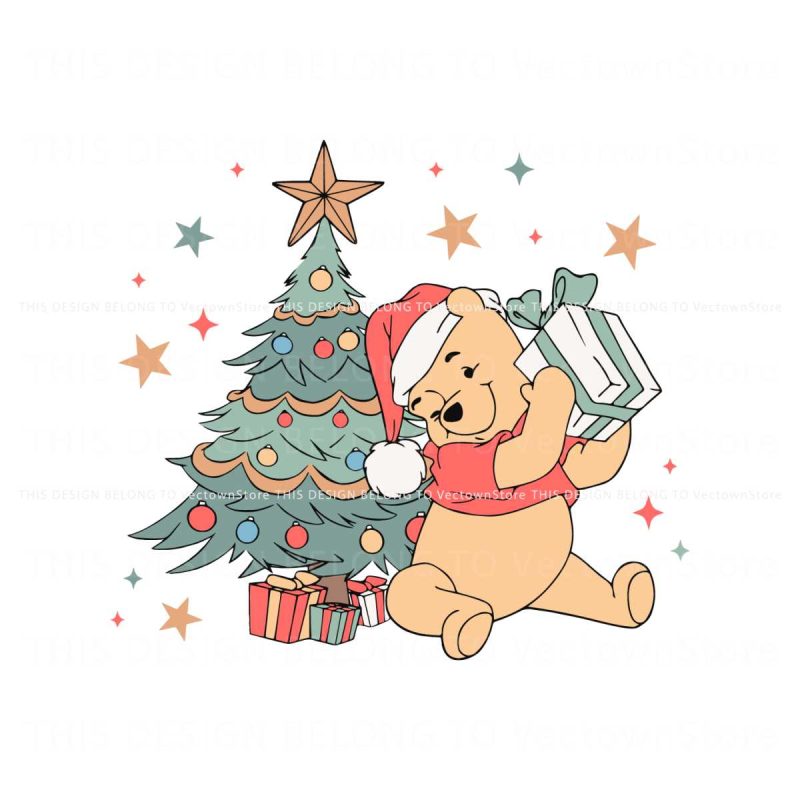 vintage-winnie-the-pooh-christmas-tree-svg-file-for-cricut