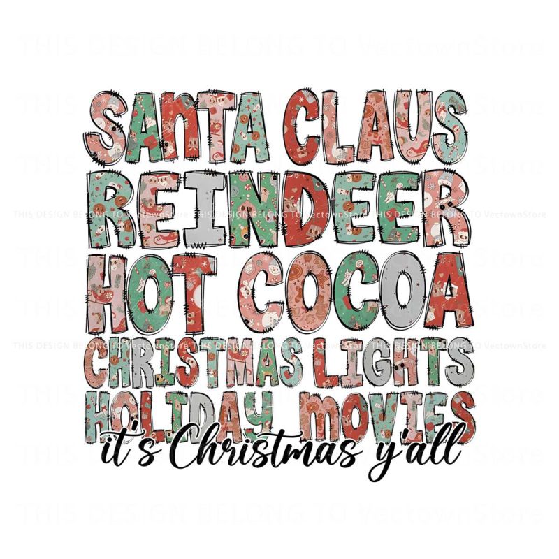 retro-christmas-gift-wrap-its-chsristmas-y-all-png-download