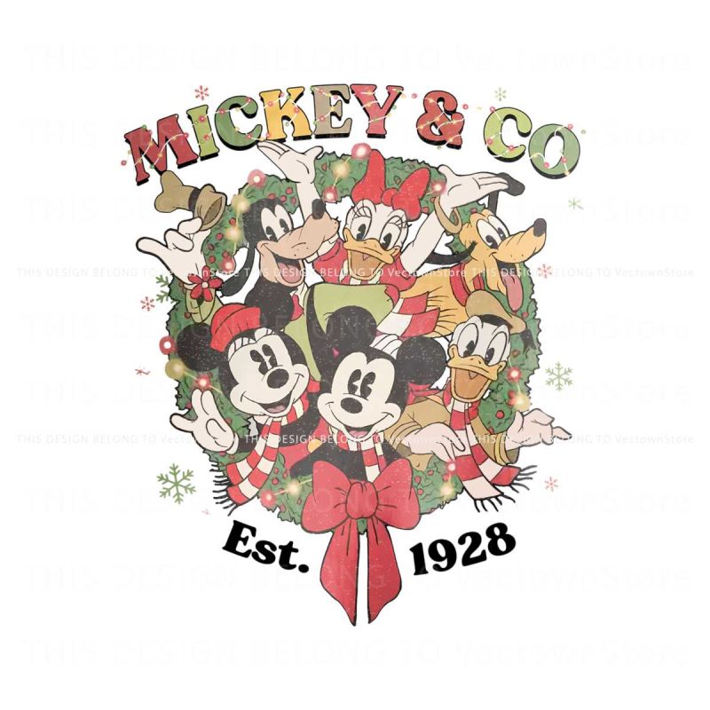 vintage-mickey-and-co-est-1928-christmas-wreath-png-file