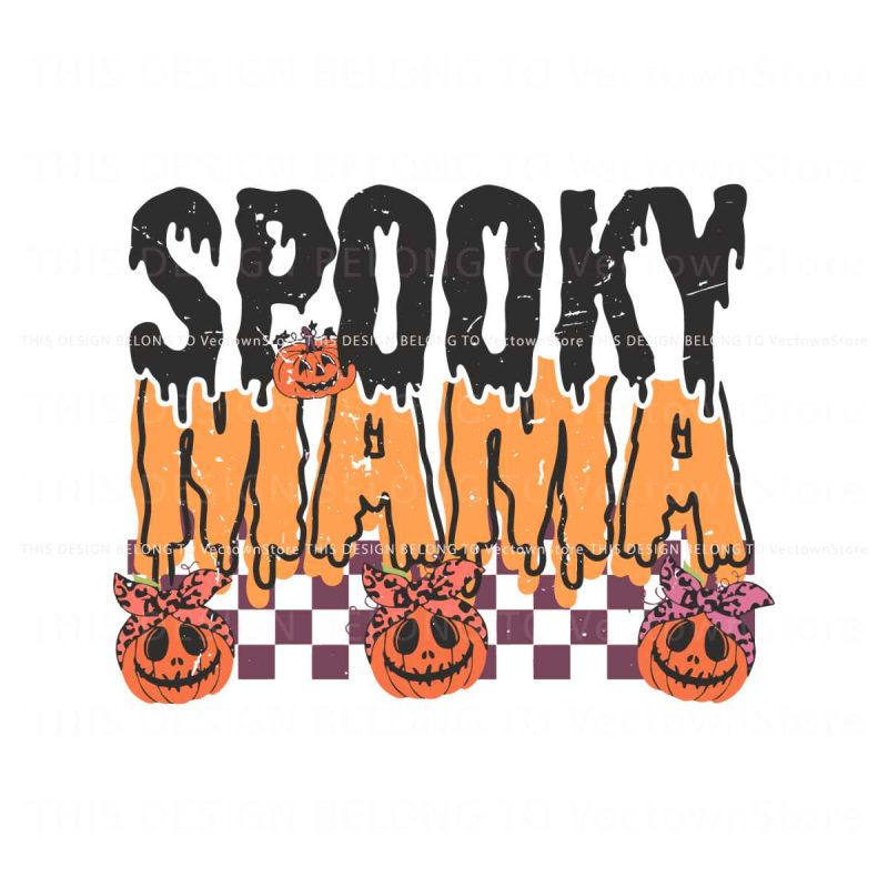 checkered-spooky-mama-pumpkin-svg-graphic-design-file