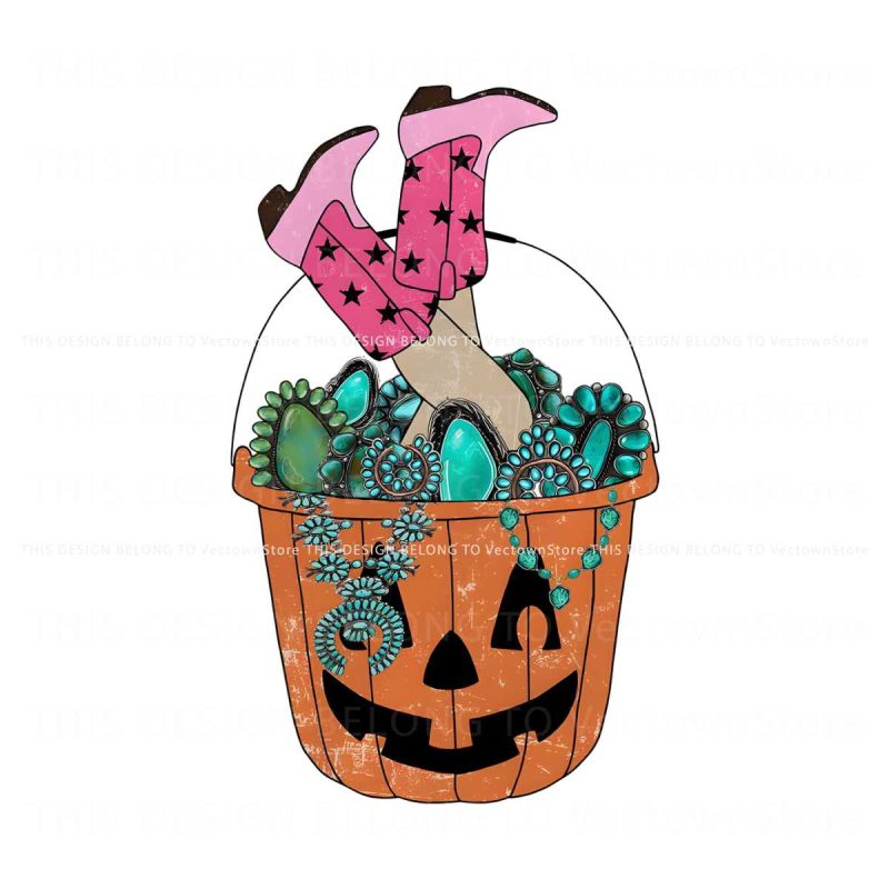 cowgirl-turquoise-pumpkin-bucket-png-sublimation-file