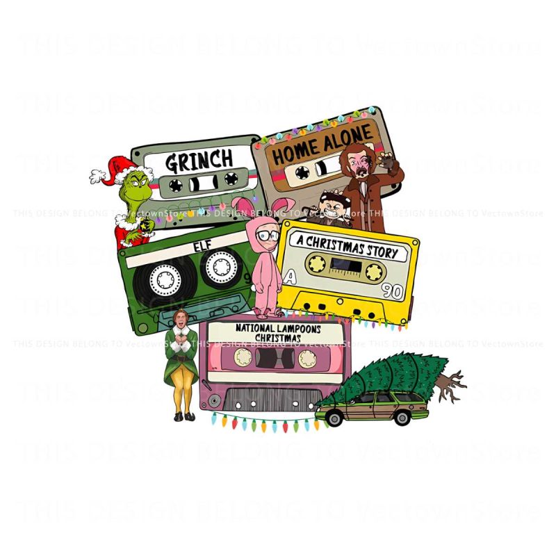 vintage-christmas-movies-cassette-tapes-png-download