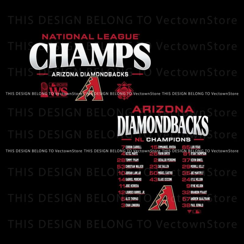 Diamondbacks 2023 National League Champions Roster SVG