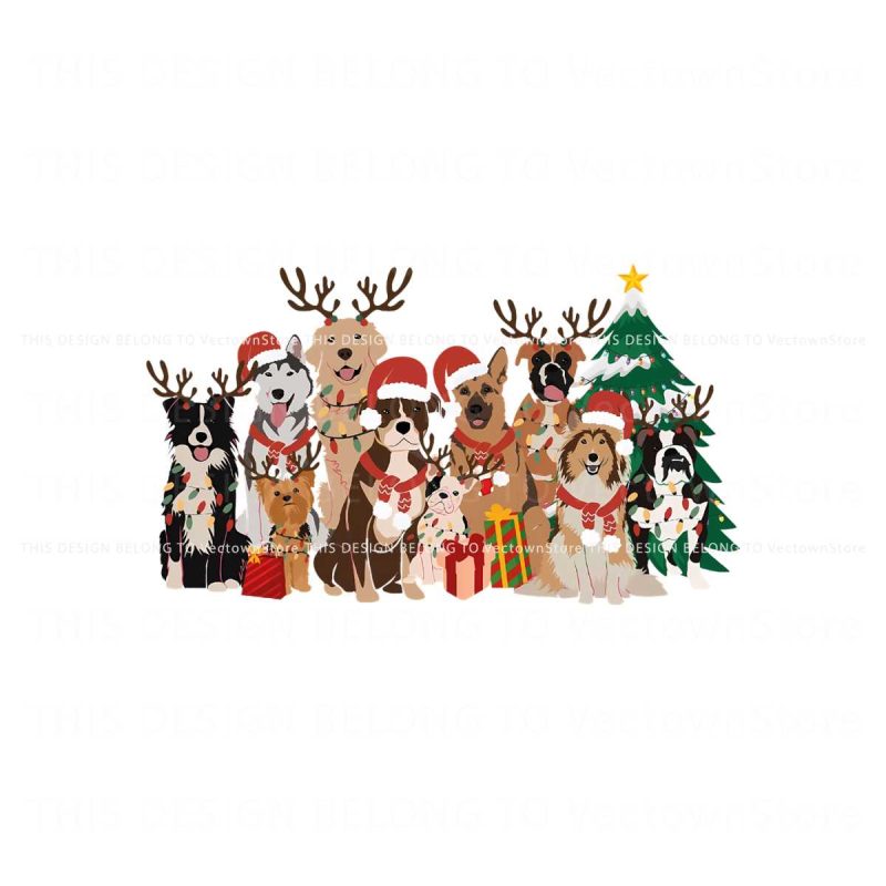 vintage-christmas-dogs-reindeer-vibes-png-download
