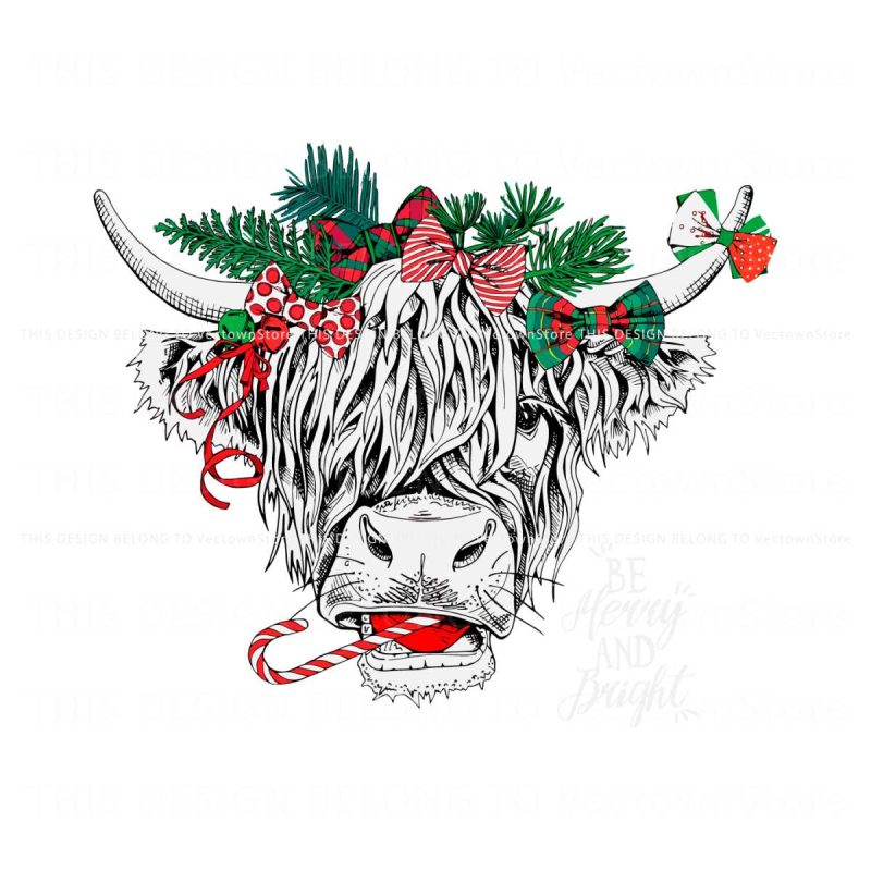 western-christmas-highland-cow-svg-cutting-digital-file