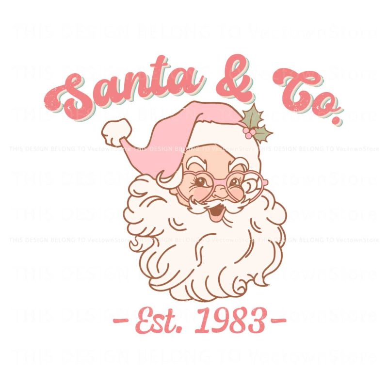 retro-cute-pink-santa-and-co-est-1983-svg-cutting-file