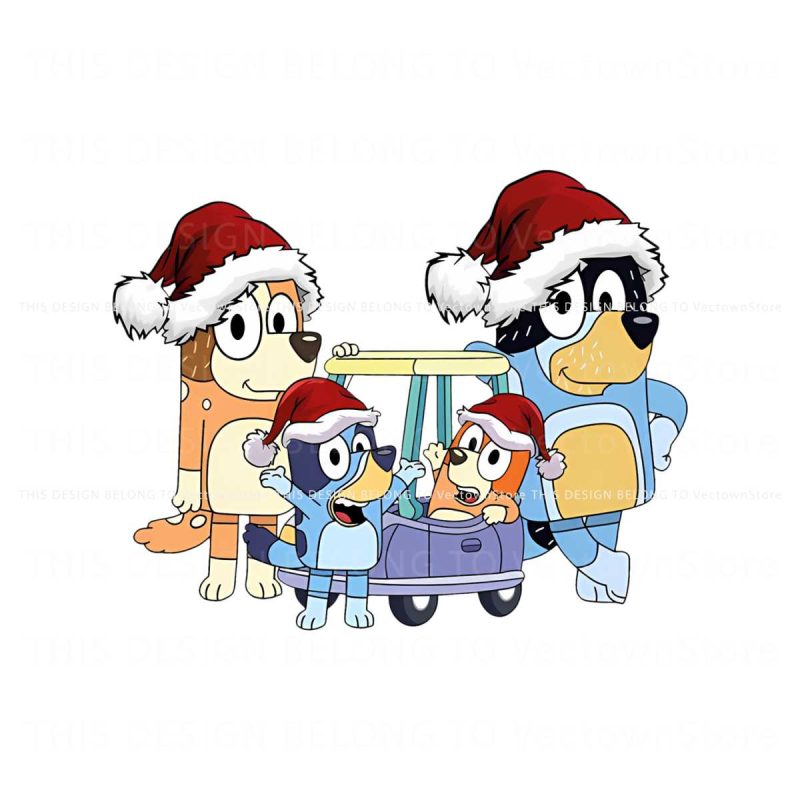 funny-bluey-dog-christmas-with-santa-hat-png-download
