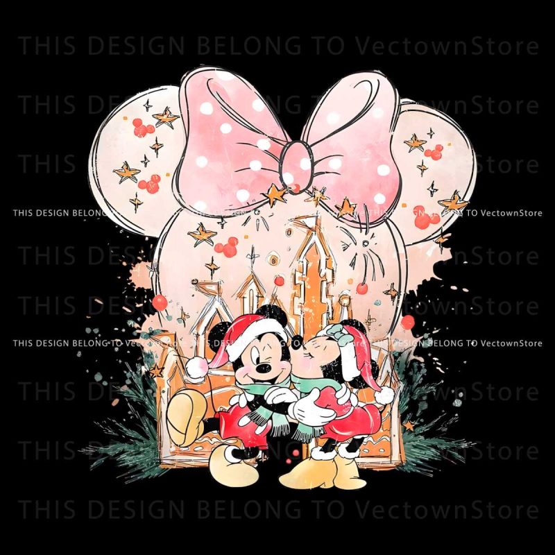 vintage-mickey-minnie-christmas-castle-png-download
