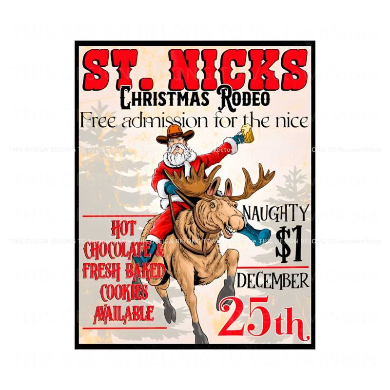 retro-st-nicks-christmas-rodeo-poster-png-download