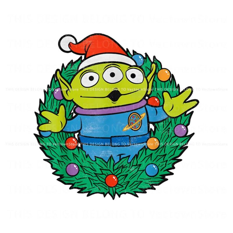 cute-toy-story-alien-christmas-wreath-png-download-file