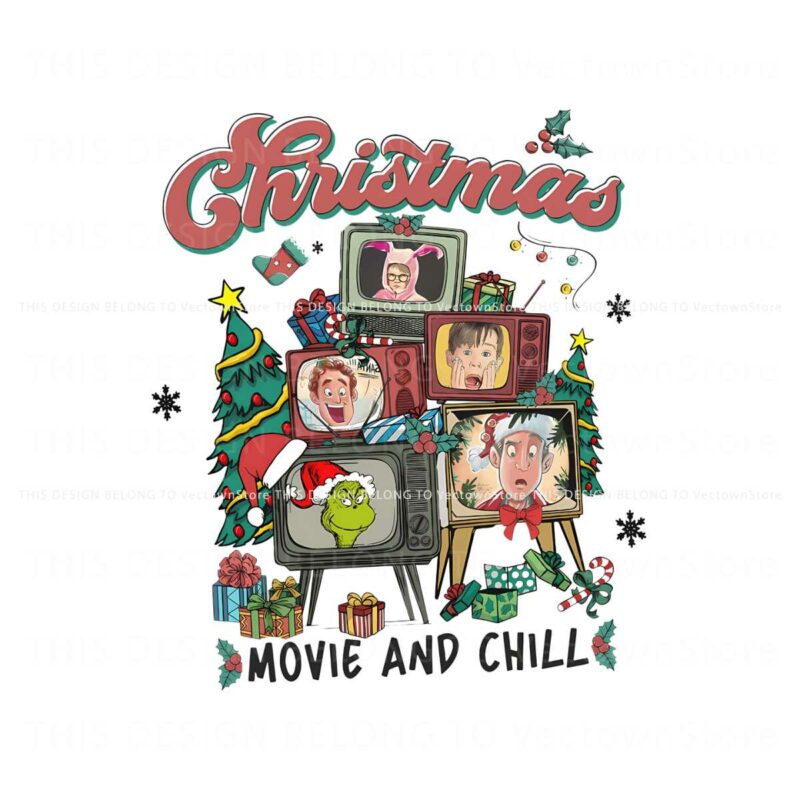 vintage-christmas-movie-and-chill-png