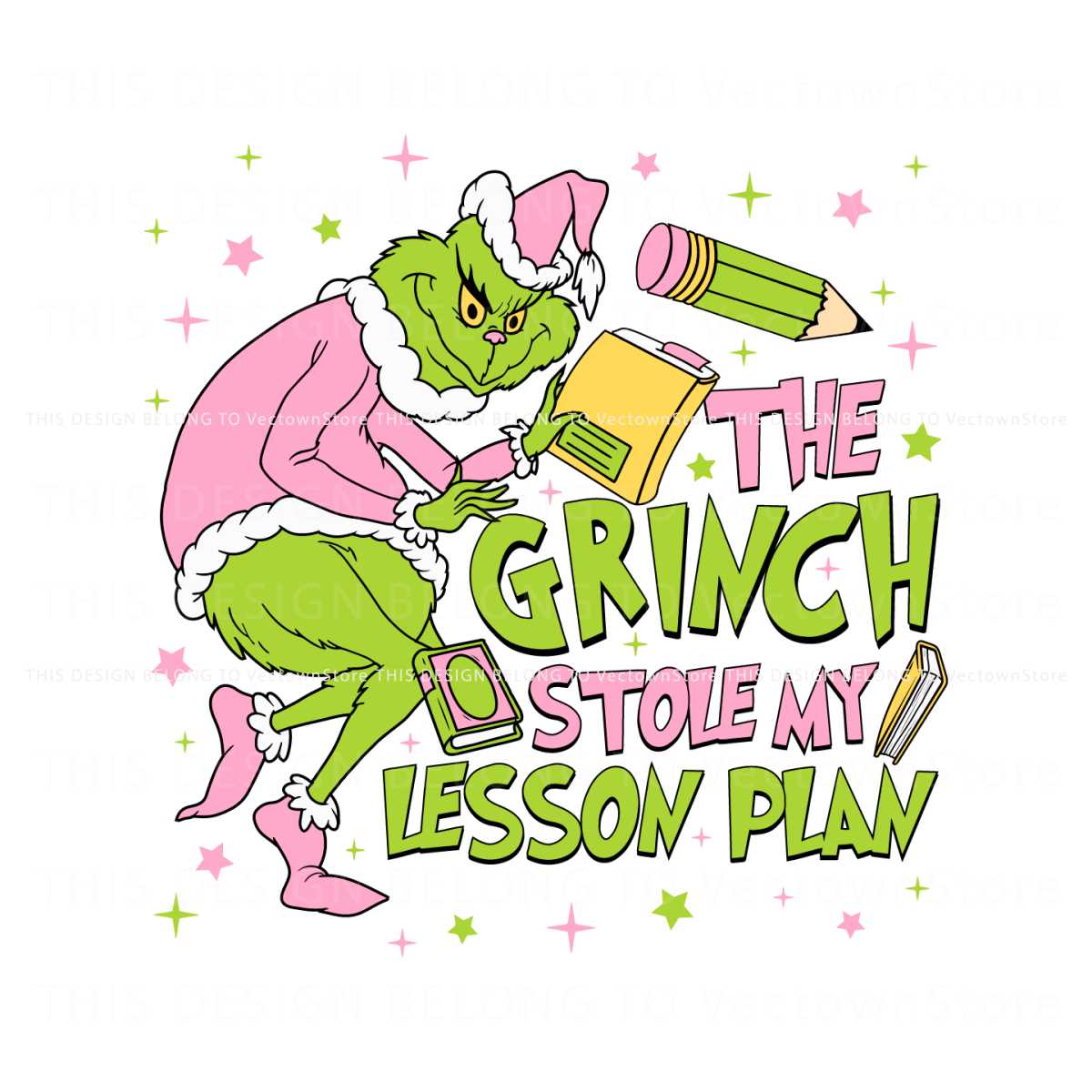 The Grinch Stole My Lesson Plans Funny Christmas Svg