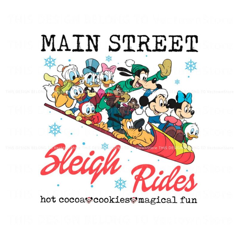 vintage-mickey-and-friends-main-street-sleigh-rides-png