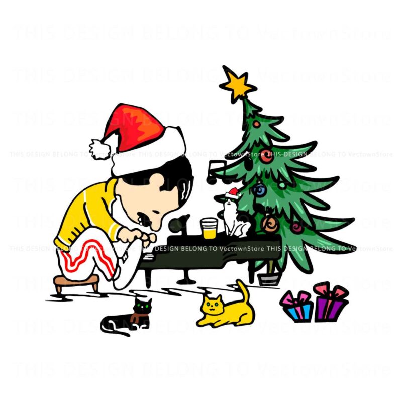 freddie-mercury-and-his-cats-christmas-svg