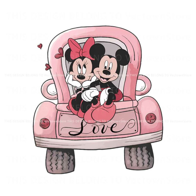 mickey-and-minne-love-car-png