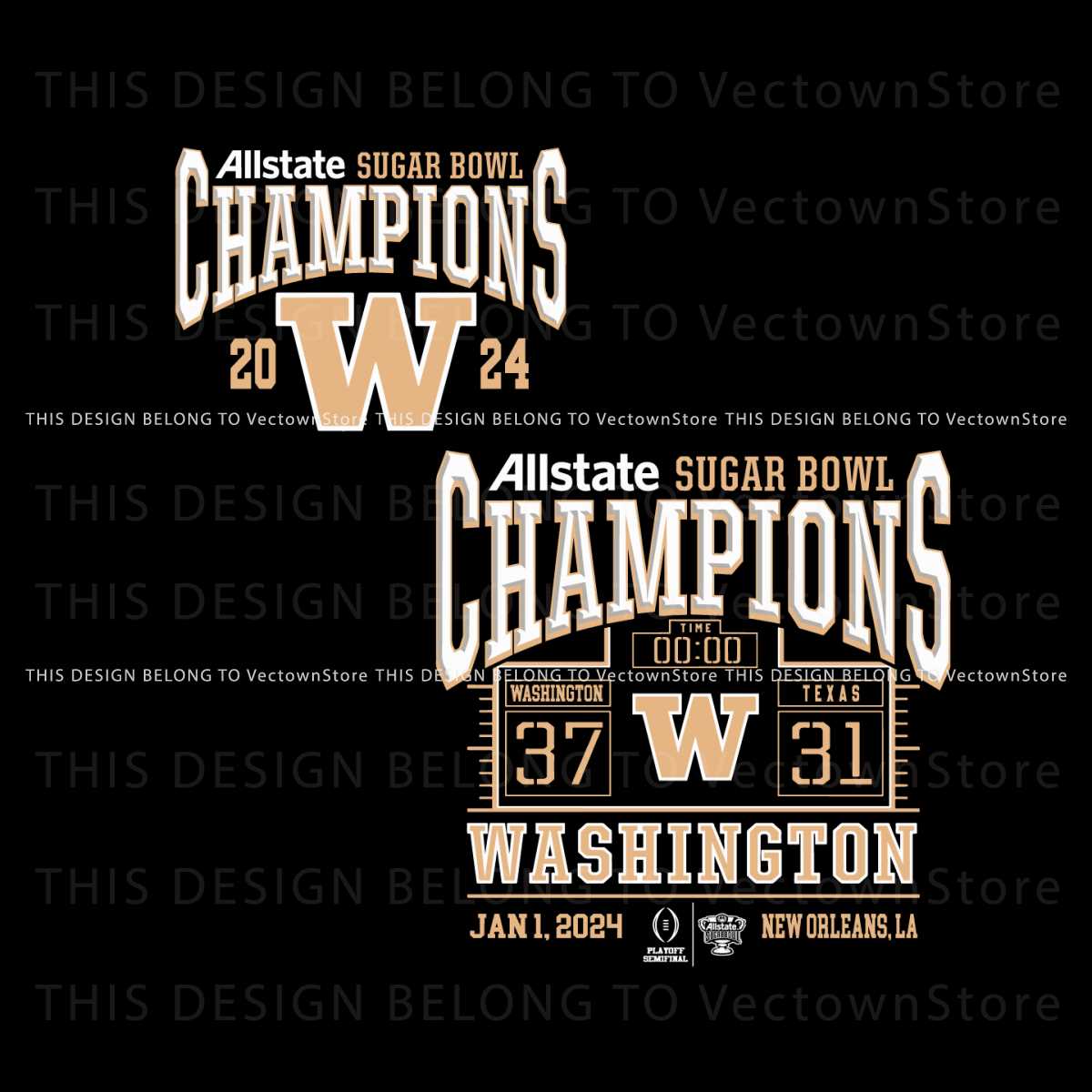 Washington Huskies 2024 Sugar Bowl Champions SVG