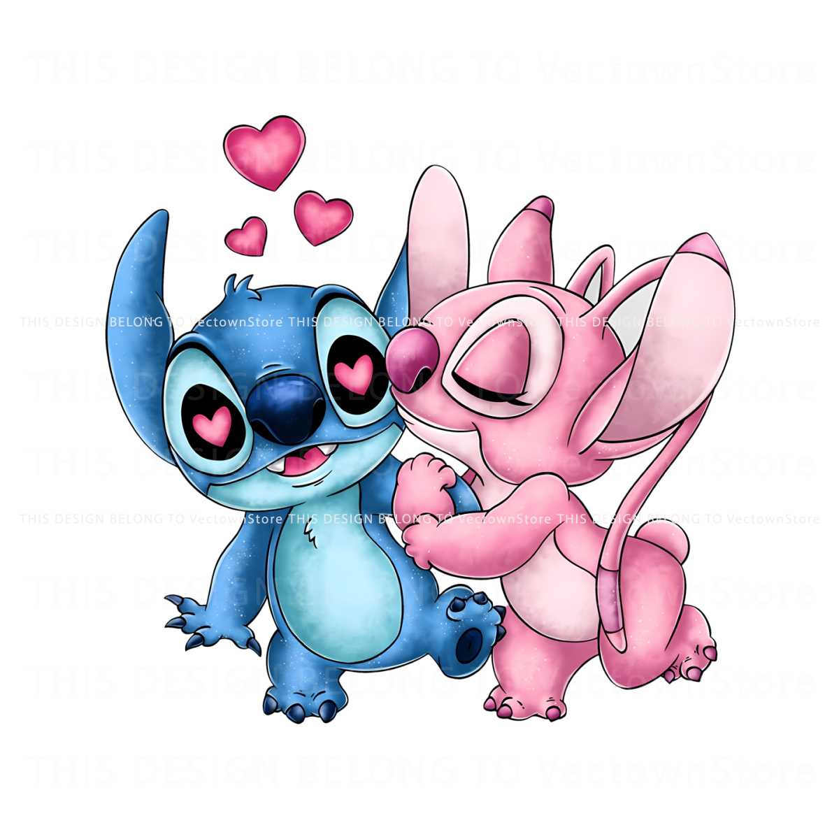 Stitch and Angel Couple Valentine PNG