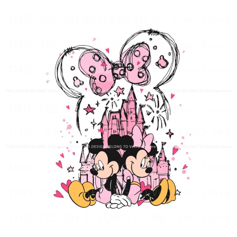 vintage-valentines-day-mickey-minnie-castle-png