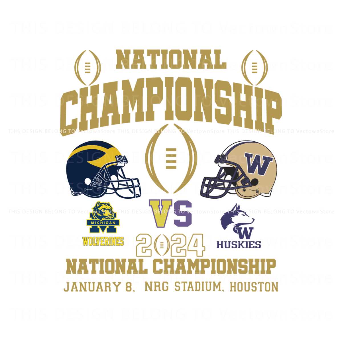 National Championship 2024 Michigan vs Washington SVG