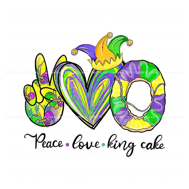 peace-love-king-cake-mardi-gras-png