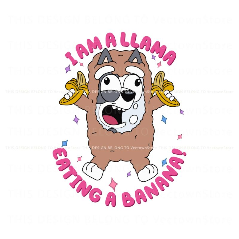 bluey-trixie-heeler-i-am-a-llama-eating-a-banana-svg