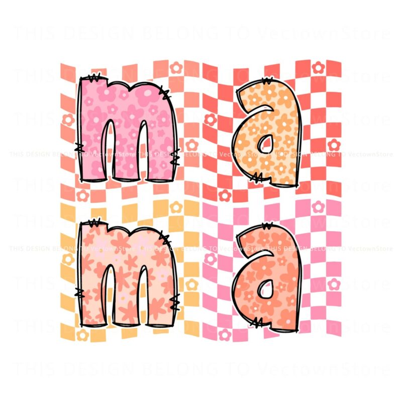 checkered-mama-floral-mom-svg