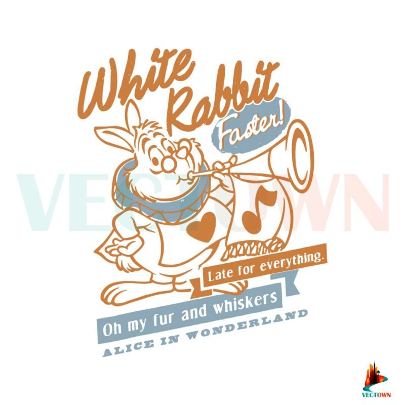 retro-alice-in-wonderland-white-rabbit-faster-svg