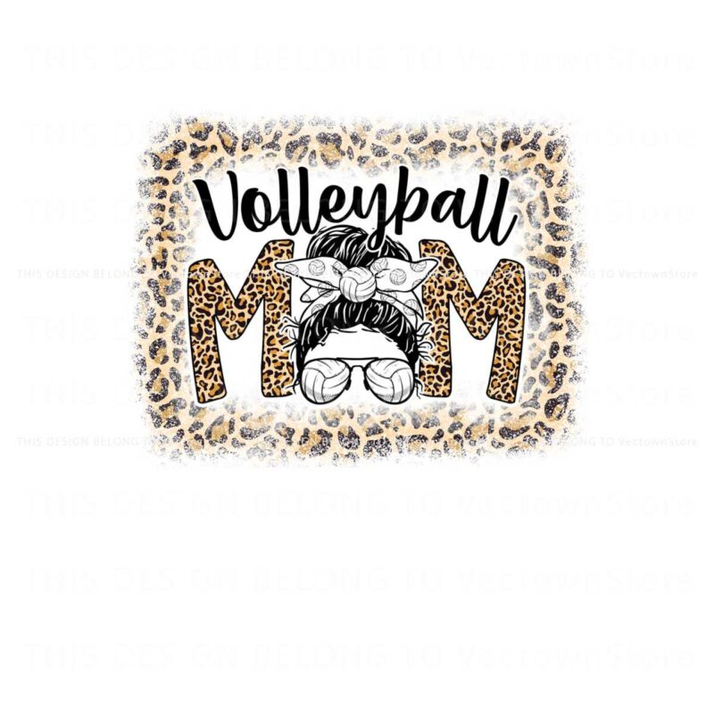 leopard-volleyball-mom-sports-mama-png