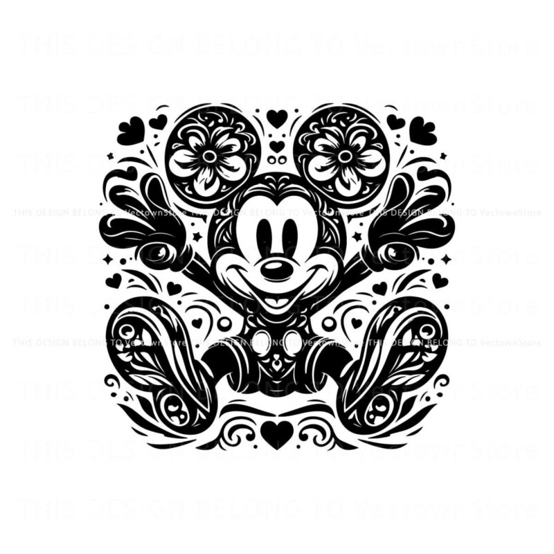 floral-mickey-mouse-cartoon-character-svg