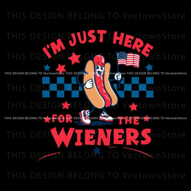 checkered-im-just-here-for-the-wieners-svg