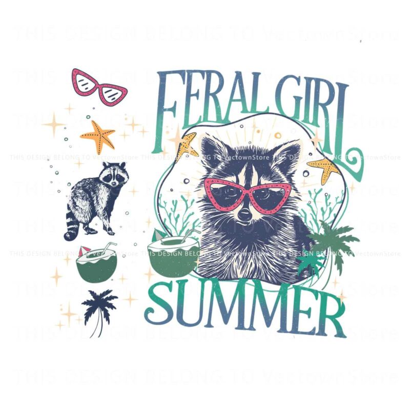 feral-girl-summer-raccoon-sea-vibe-png