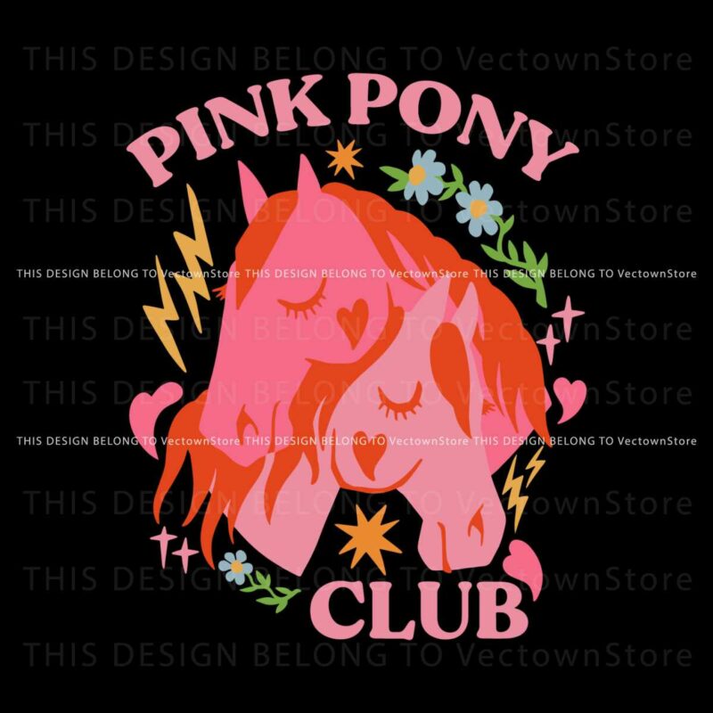 retro-pink-pony-club-floral-horse-svg