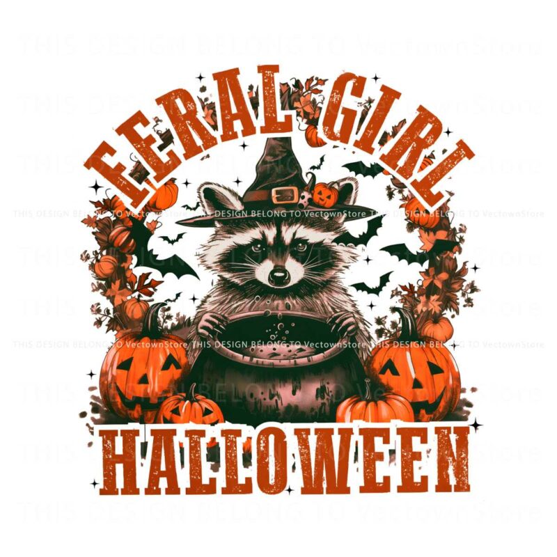 retro-feral-girl-halloween-pumpkin-raccoon-witch-png