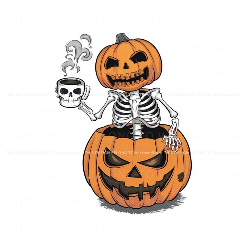 coffee-lover-pumpkin-headed-skeleton-png