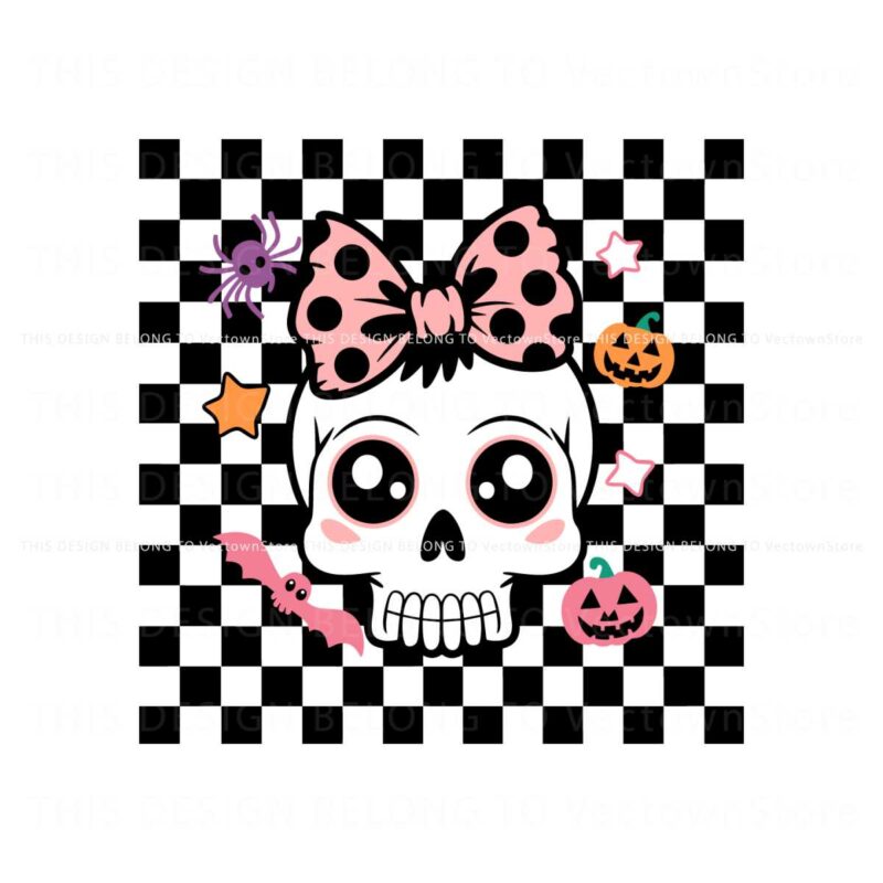 halloween-coquette-cute-skull-checkered-svg