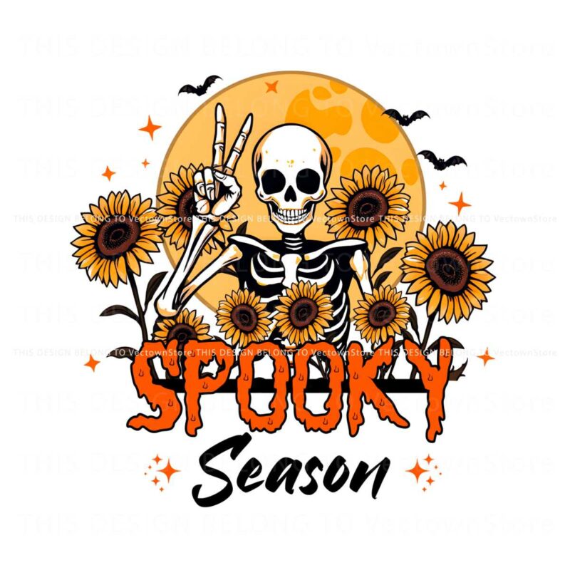 spooky-season-halloween-skeleton-sunflowers-png