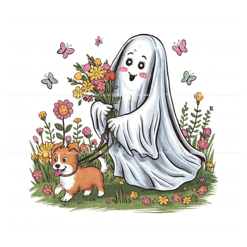 cute-dog-mom-floral-ghost-dog-png