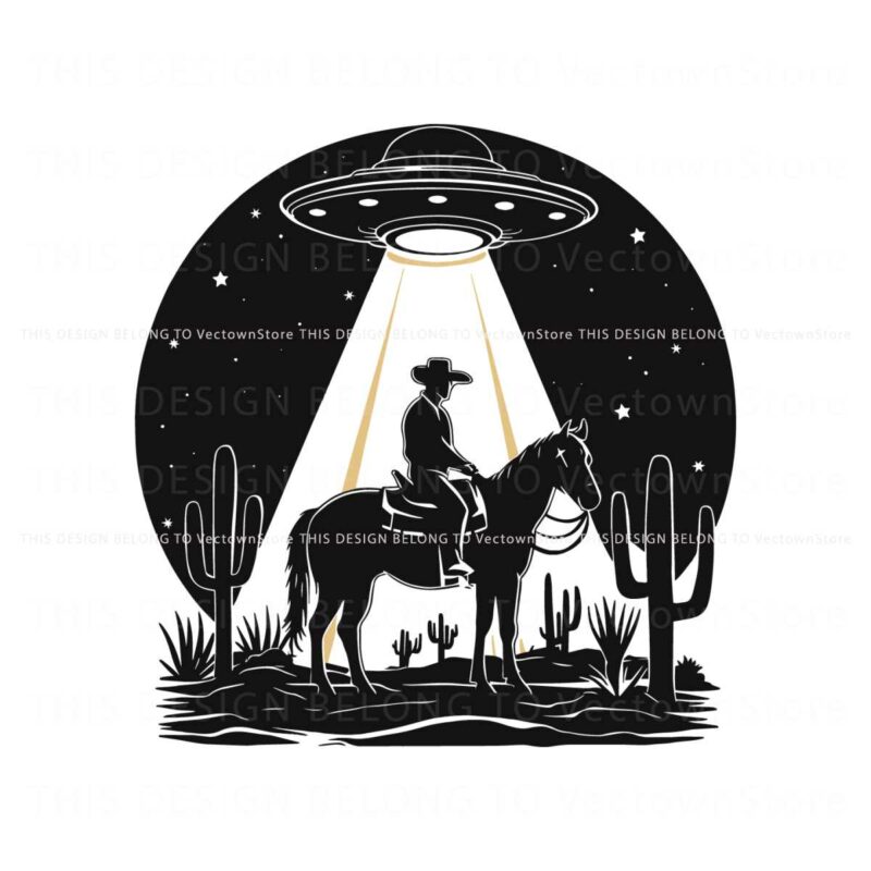 ufo-western-retro-vintage-cowboy-svg